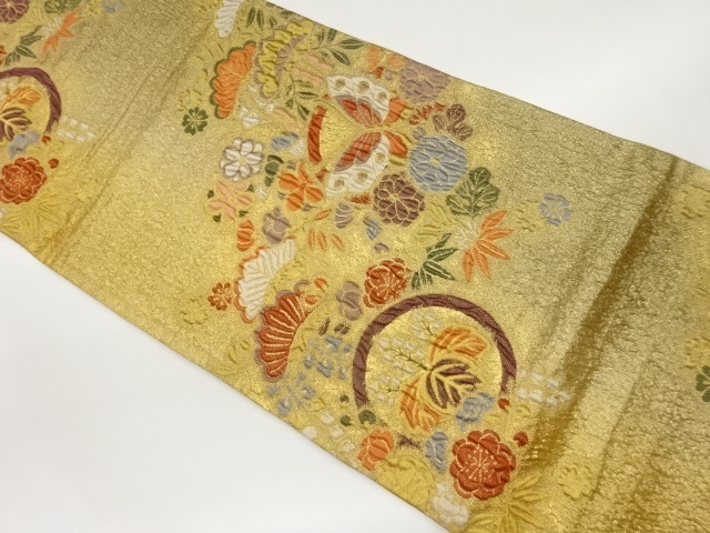JAPANESE FUKURO OBI / MATELASSE / WOVEN FLORAL PLANTS